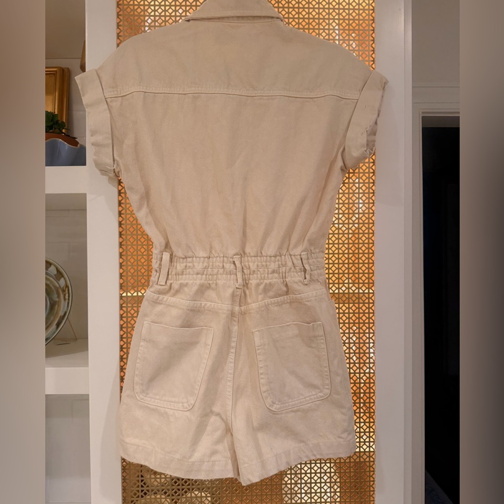 Zara Denim Cream Snap-Front Collar Romper! XS! VGUC! - Picture 4 of 4